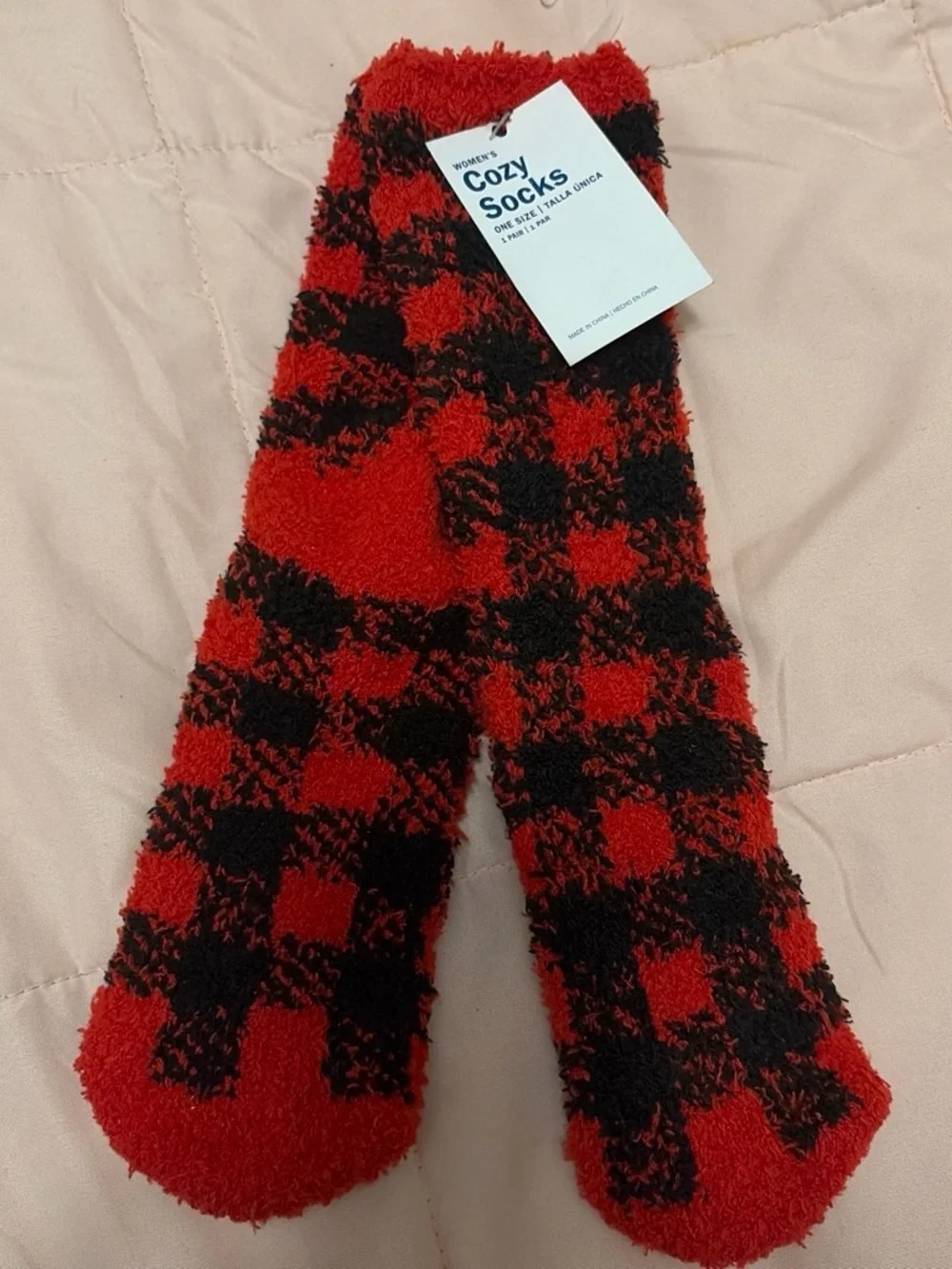 Women's Cozy Socks- Red & Black